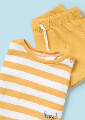 2 Piece Boys S/S Striped Chick T-Shirt & Shorts