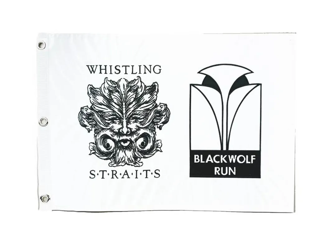 21&quot; X 13&quot; EMBROIDERED WHISTLING STRAITS AND BLACKWOLF RUN DUAL LOGOED PIN FLAG