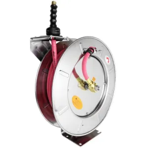 2754-2514SS - Milton® Industrial Stainless Steel Hose Reel Retractable, 1/4" ID x 25' EPDM Hose w/ 1/4" NPT, 300 PSI