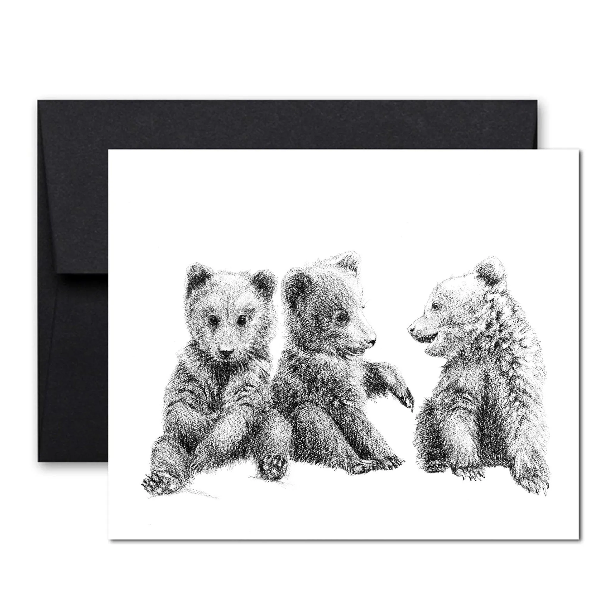 3 Baby Grizzly Bear Cubs Greeting Card