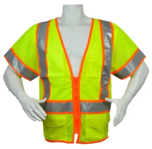 3A Safety - ANSI Certified Ultra-lightweight Safety Vest with Contrasting Outlines Lime Color Size Medium