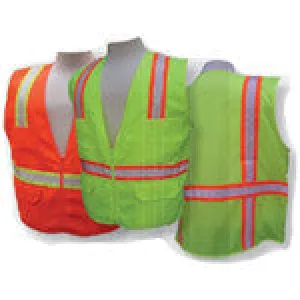3A Safety - Multi-Pocket Surveyor's Safety Vest - Solid/Mesh Lime Color Size 5X-large