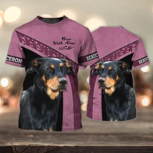 3D Dog T Shirts, Beauceron Loyal Bodyguard Never Walk Alone All Over Print T-Shirt, Gift For Pet Loves