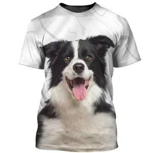 3D Dog T Shirts, Border Collie All Over Print T-Shirt, Gift For Pet Loves