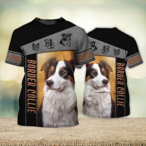 3D Dog T Shirts, Border Collie Love Natural Athlete All Over Print T-Shirt, Gift For Pet Loves