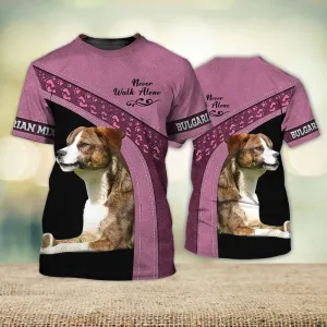3D Dog T Shirts, Bulgarian Mix Love Never Walk Alone All Over Print T-Shirt, Gift For Pet Loves