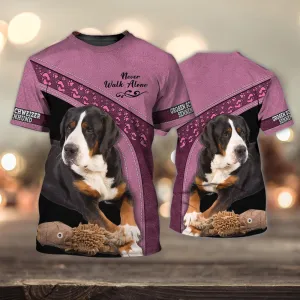 3D Dog T Shirts, Grosser Schweizer Sennenhund Never Walk Alone All Over Print T-Shirt, Gift For Pet Loves