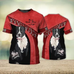 3D Dog T Shirts, Joji Love Never Walk Alone All Over Print T-Shirt, Gift For Pet Loves
