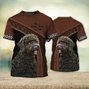 3D Dog T Shirts, Labradoodle Love Never Walk Alone All Over Print T-Shirt, Gift For Pet Loves