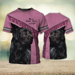 3D Dog T Shirts, Labrador Weimaran Love Never Walk Alone All Over Print T-Shirt, Gift For Pet Loves