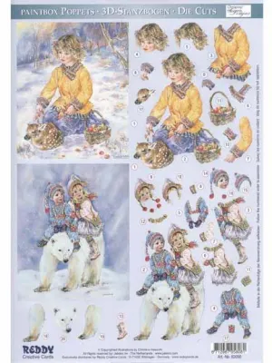 3D Paintbox Precut Winter Kids on Bear
