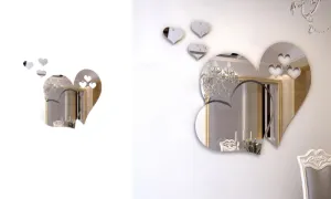 3D stereo mirror heart-shaped wall decal sticker