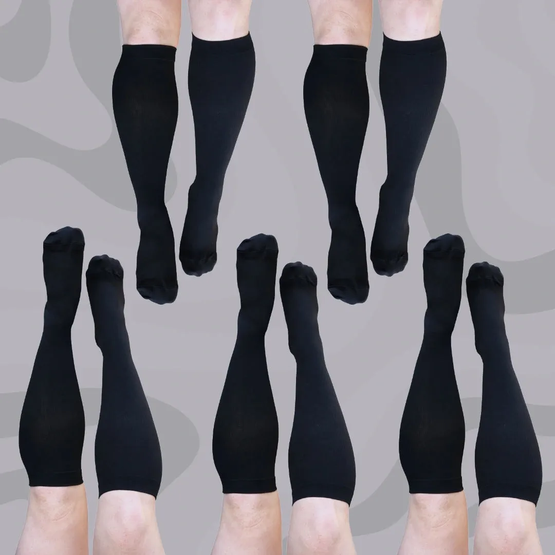 5 Pack Black Classic Compression Socks