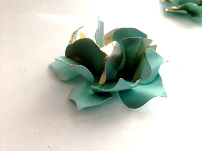 50s Style Seafoam Green and Gold Tone Gardenia