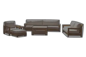 6 pc Chatsworth Teak Deep Seating Deluxe Sofa with 36" Coffee Table WeatherMAX Outdoor Weather Cover