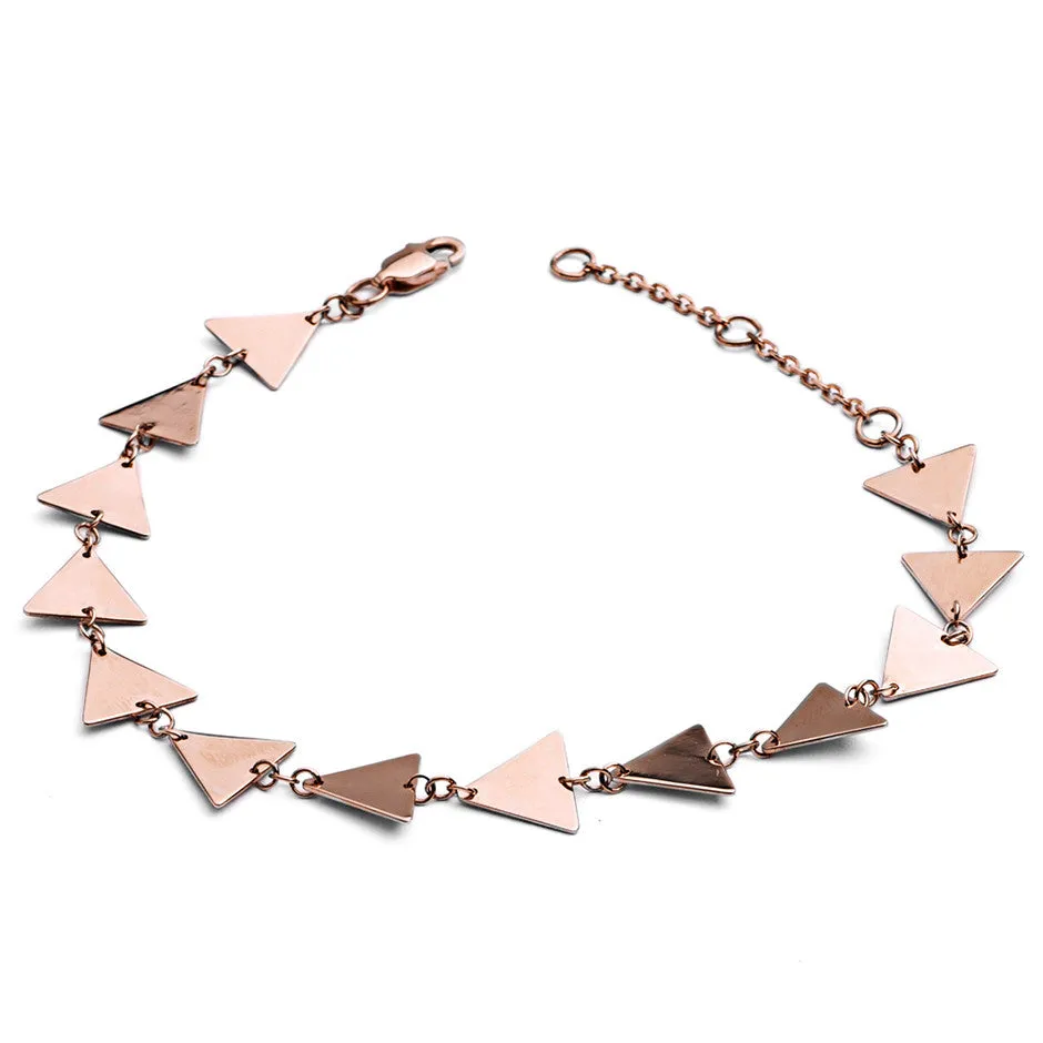 70%   DISCOUNT  Dazzling Danity 18ct Rose Gold Vermeil  Solid Triangle Charm Bracelet