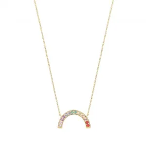 9ct Yellow Gold Large Rainbow Zirconia Necklet NK422