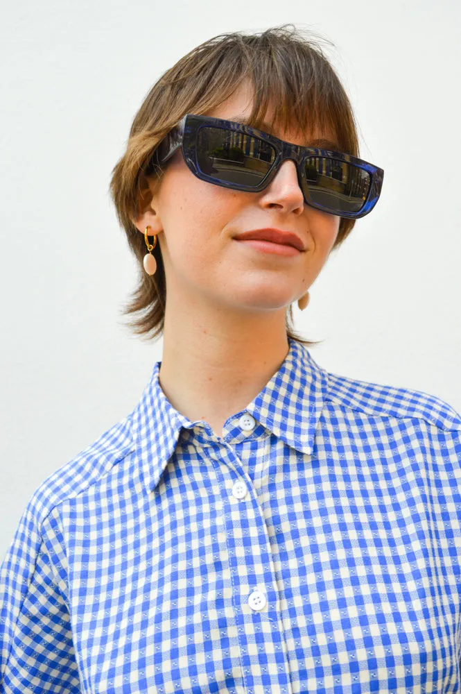 A Kjaerbede Fame Dark Blue Transparent Sunglasses