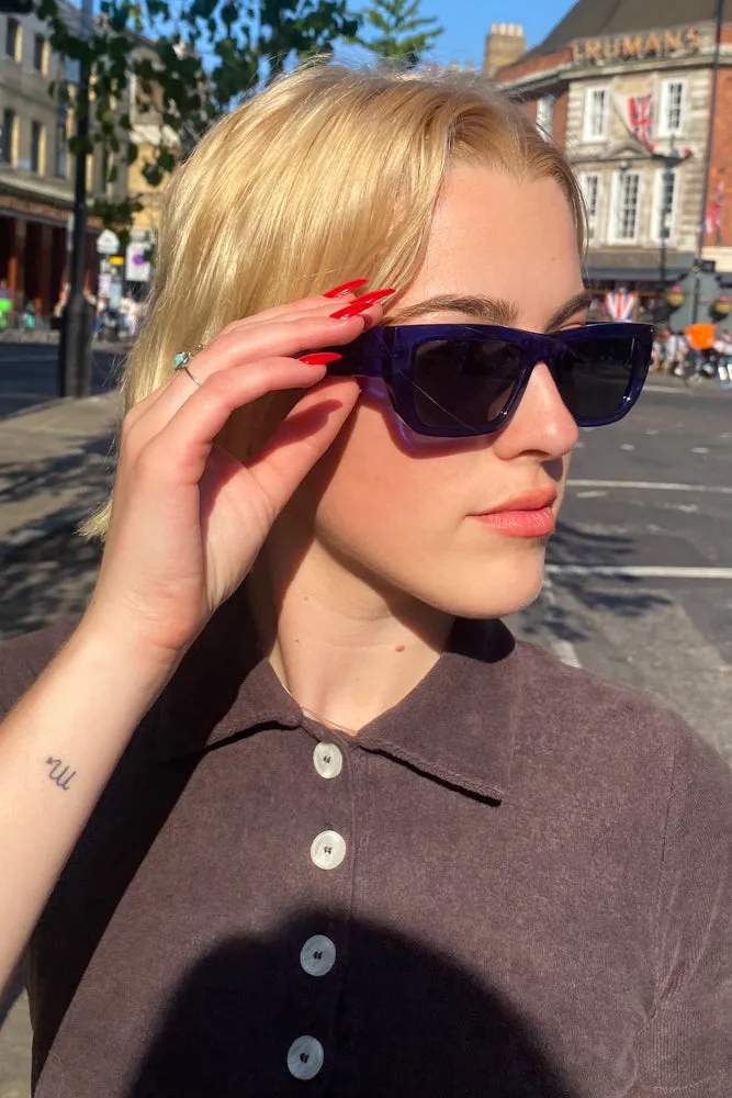 A Kjaerbede Fame Dark Blue Transparent Sunglasses