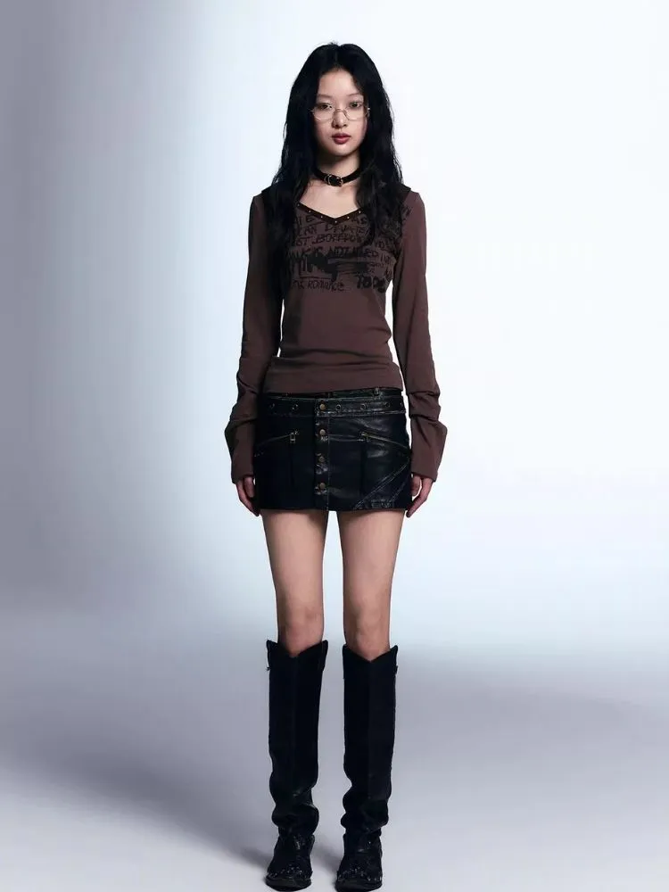 A-line leather short skirt【s0000007916】
