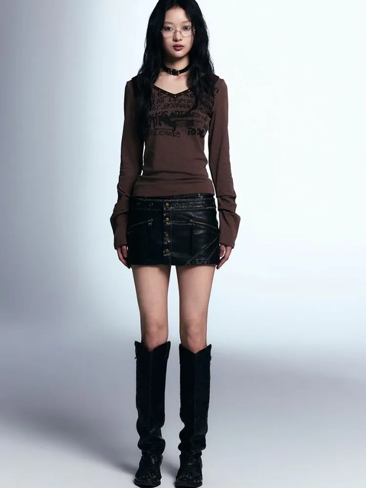 A-line leather short skirt【s0000007916】