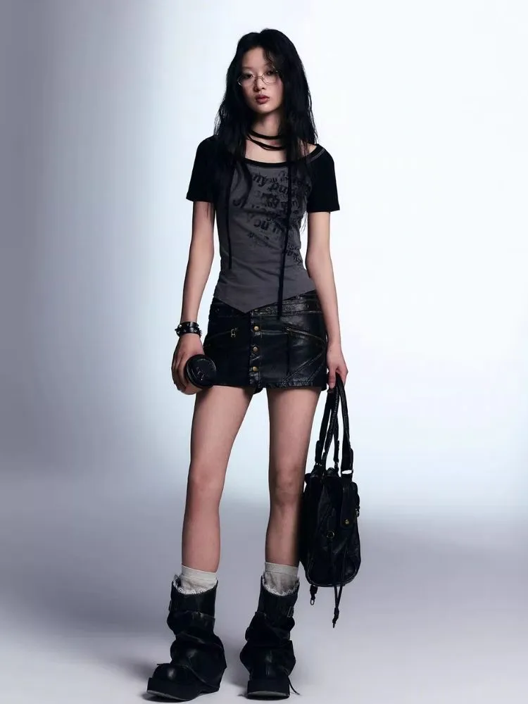 A-line leather short skirt【s0000007916】