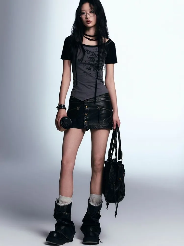 A-line leather short skirt【s0000007916】