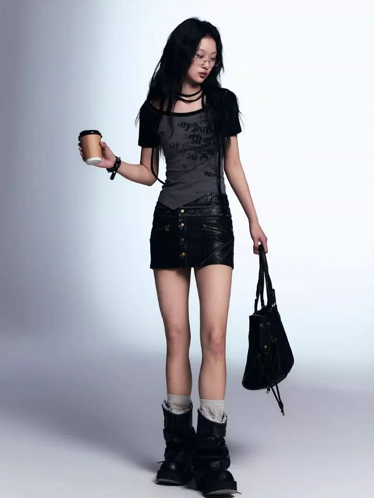 A-line leather short skirt【s0000007916】