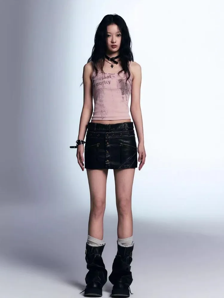 A-line leather short skirt【s0000007916】