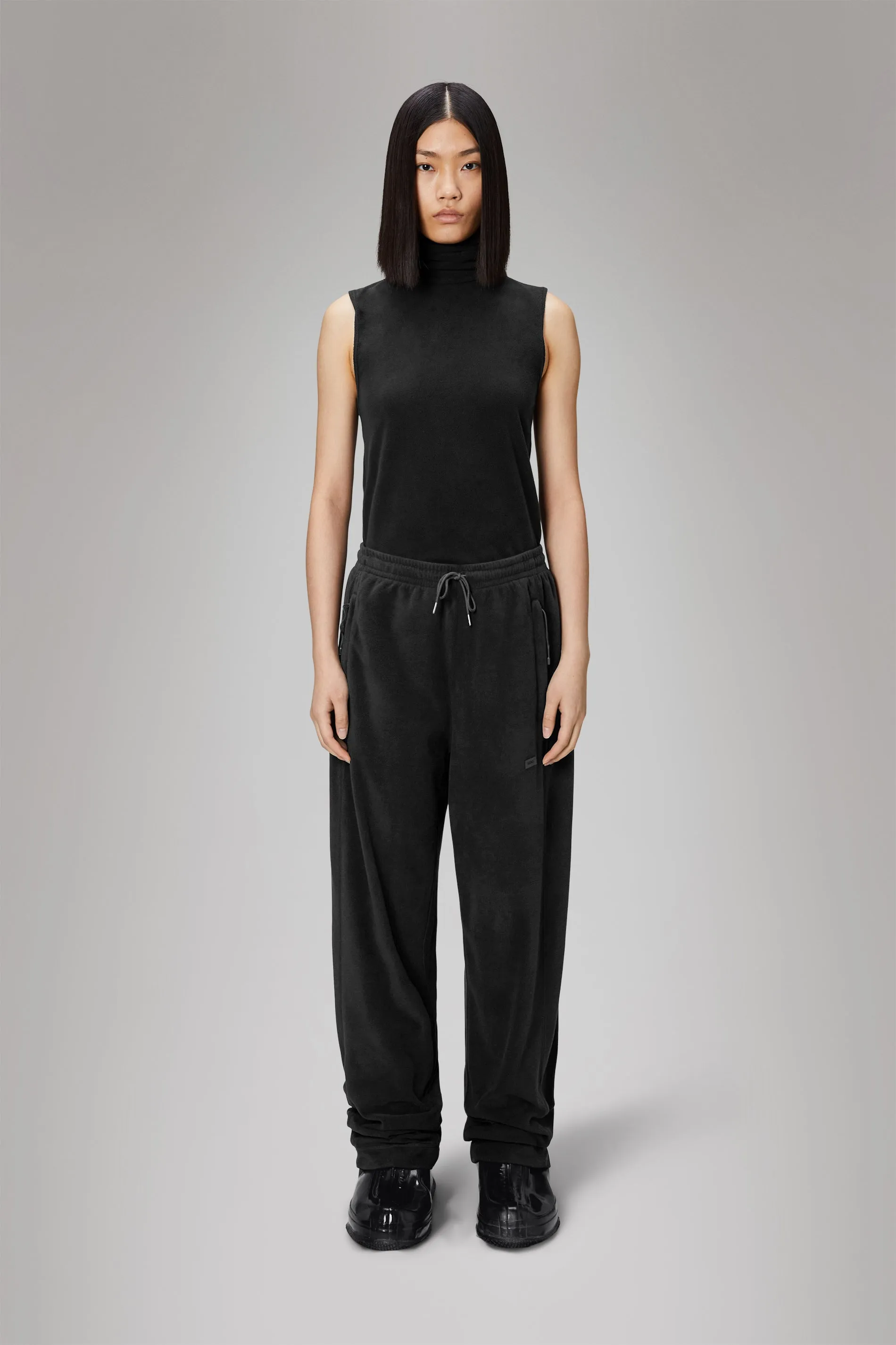 Addis Fleece Pants Wide - Black