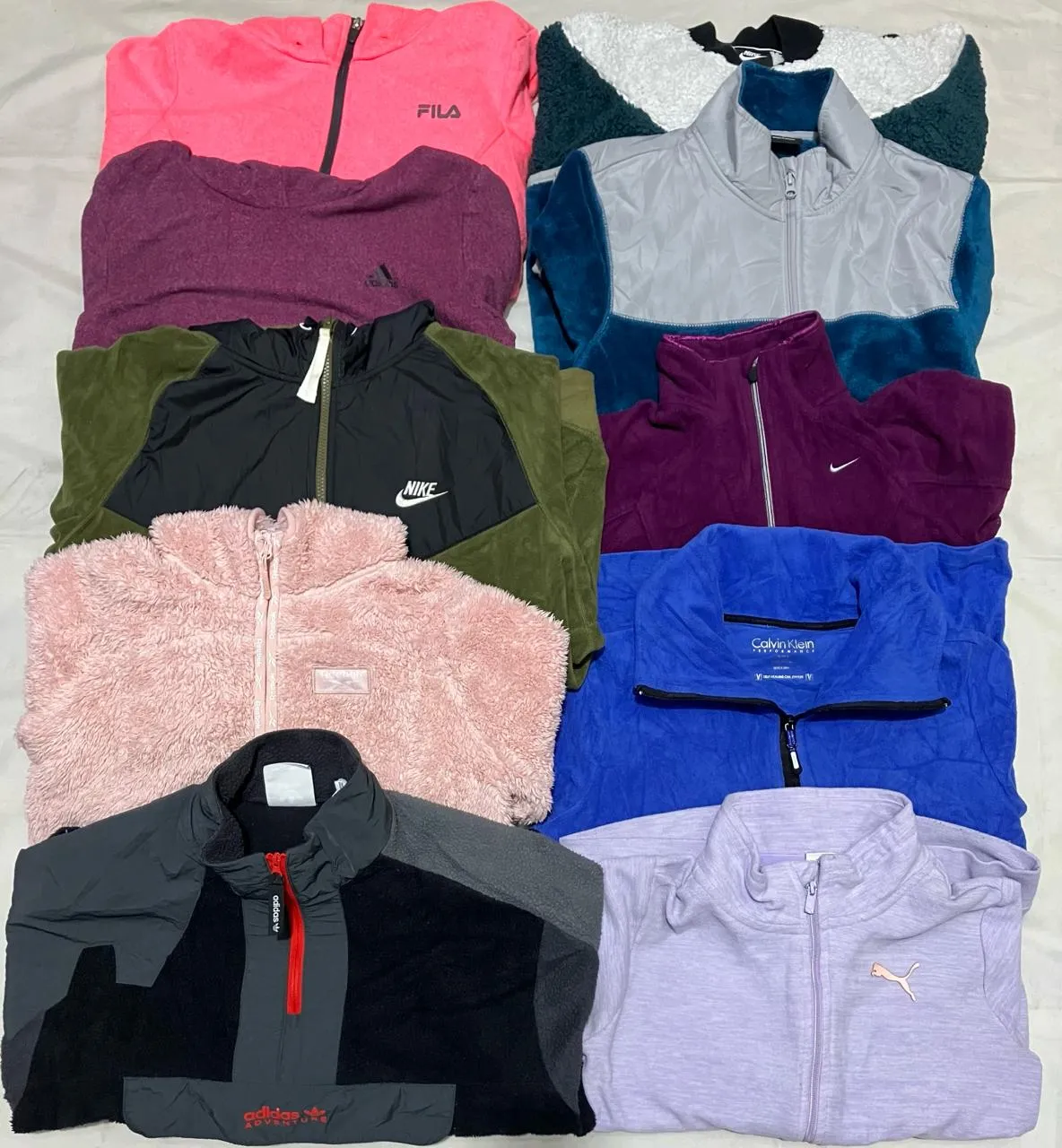 Adidas, Nike, CK, Fila, Puma, Reebok, Umbro Fleece Jackets - 20 Pieces