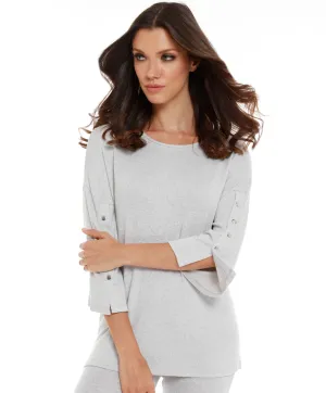 Adriana Kashmira 3/4 Button Sleeve Sweater