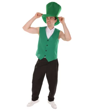 Adult Men's Irish Leprechaun Costume | Green and Black Cosplay Costume