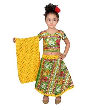 Ahhaaaa Girls Cotton Lehenga-Choli Chania Choli with Dupatta Set