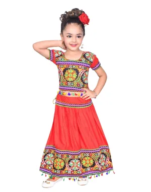 Ahhaaaa Kids Ethnic Cotton Blend Radha Dress Lehenga Choli Chania Choli Set Baby Girls