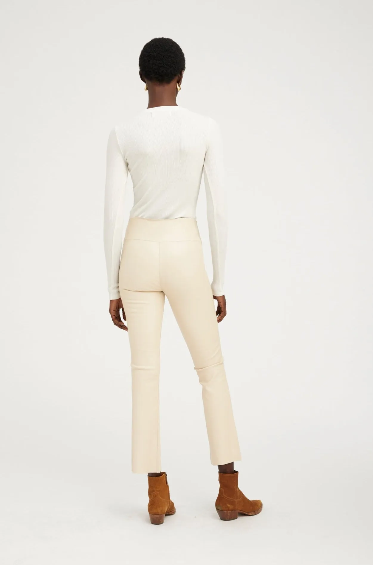 Alabaster Leather Ankle Flare