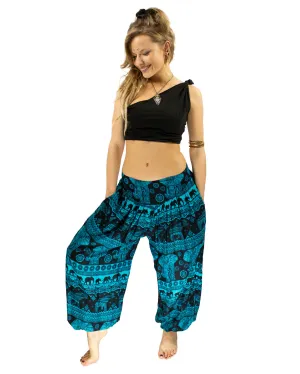 ALADDIN ELEPHANT HAREM HIGH CROTCH PANTS TURQUOISE