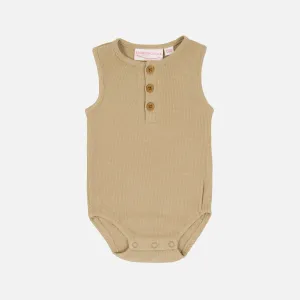 Alfie Waffle Romper - Biscuit