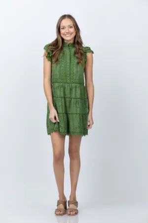 Alice   Olivia Marina Eyelet Dress in Avocado