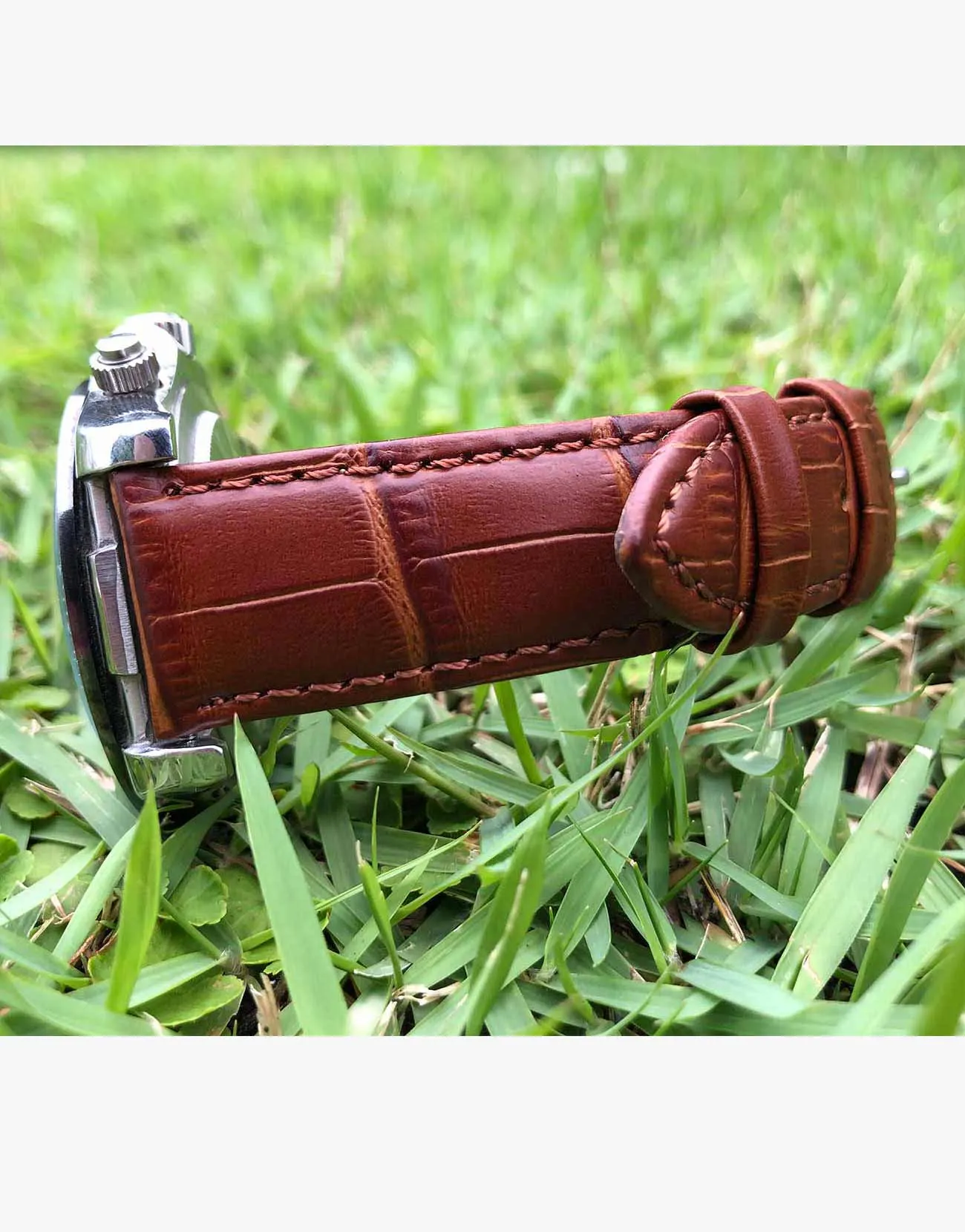 Alligator Grain Tan-Light Brown Leather Watch Bands