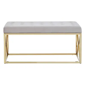 Allure Mink Velvet Gold Finish Bench