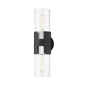 Amado 17 in. Wall Light Textured Black & Polished Nickel finish
