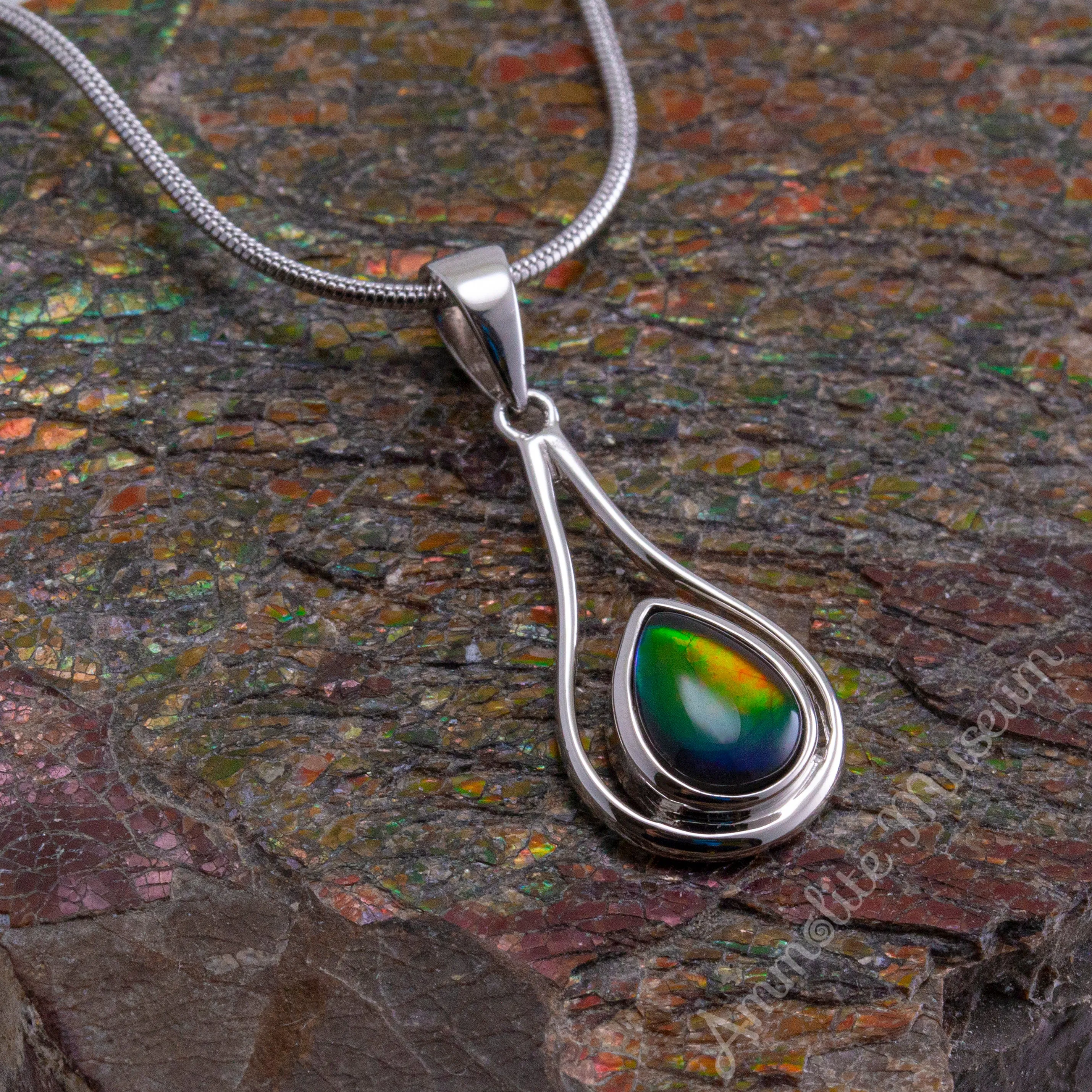 Ammolite Pendant Sterling Silver NAOMI Teardrop Pendant