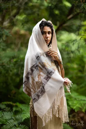 Ancient Tribe Wool Scarf - Cream