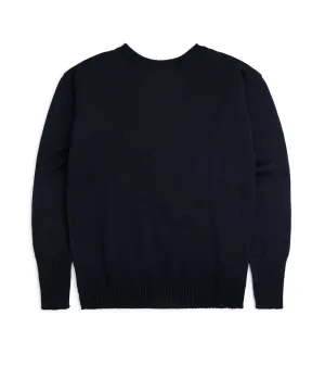 Andersen-Andersen Seaman Wool Crew Neck Sweater: Navy