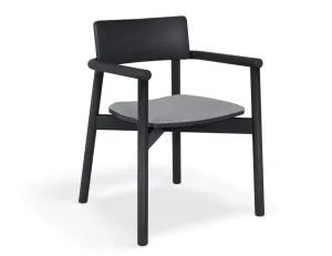 Andi Armchair - Black Ash with Pad - with Light Grey Fabric Cushion