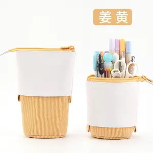 ANGOO YELLOW Retractable Standing Pen Case Pencil Case Retractable Case Storage Case Durable en Case | 185mm X 125mm X 85mm X 65mm