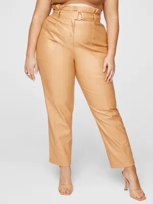 Anika Faux Leather Paperbag Waist Pants