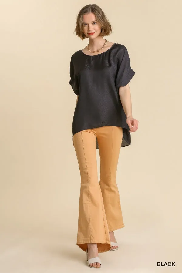 Animal Jacquard Dolman Sleeve Top, Black