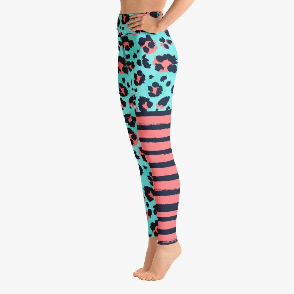 Animal Printed Leggings "BeePard" Turquoise/Pink